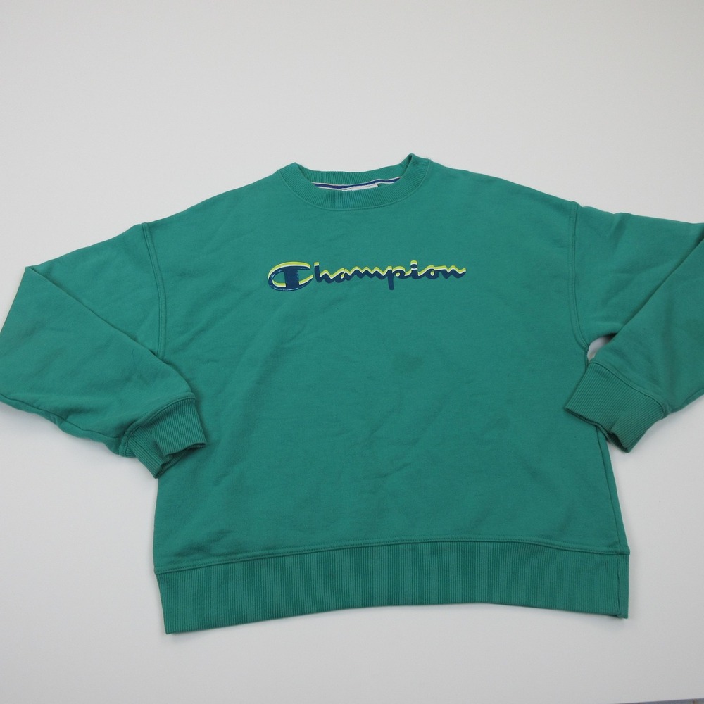 Champion Sweatshirt Womens XS Green Crewneck Fleece Pullover Script Logo
